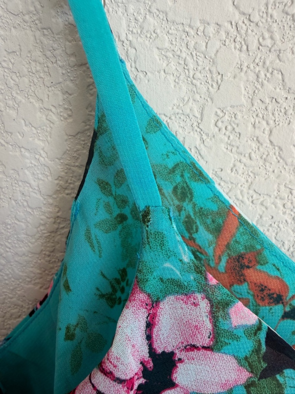 Arden B Floral Chiffon Layered Cami Crop Top Teal Pink Size Small Y2K Retro Blue - Picture 9 of 13